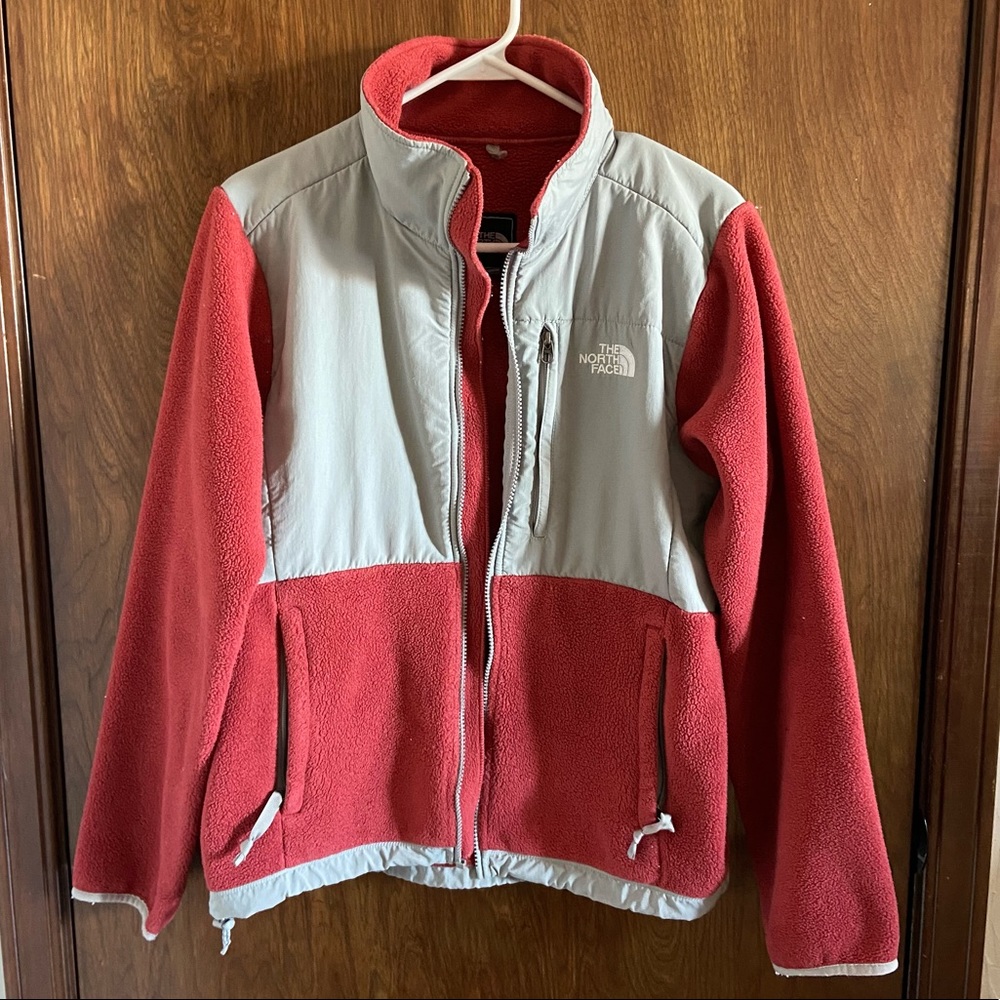 The North Face Denali Fleece Jacket - Red/Light Gray accents -Size Medium